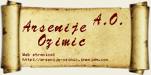 Arsenije Ozimić vizit kartica